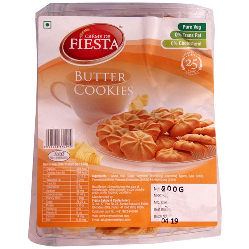 Creme De Fiesta Cookies - Butter, 200 g  0% Trans Fat, 0% Cholesterol