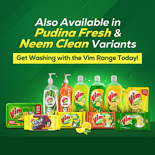 Vim Dishwash Bar - Lemon, 60 g  Removes Burnt & Stickiest Grease With The Power Of 100 Lemons