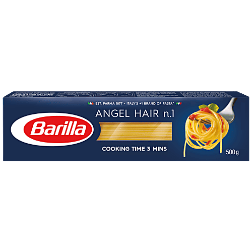 Barilla Durum Wheat Pasta - Angel Hair n.1, 500 g Carton High-Quality Durum Wheat
 Cooks Perfectly Every Time
 Healthy Choice