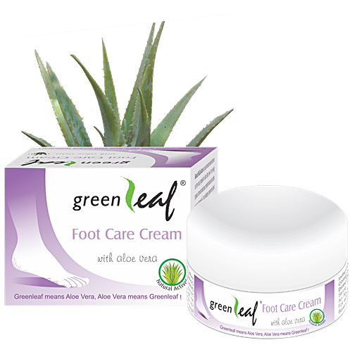 Green Leaf Foot Care Cream - With Aloe Vera, Hydrates & Repairs Damaged Skin, 50 g Natural Actives