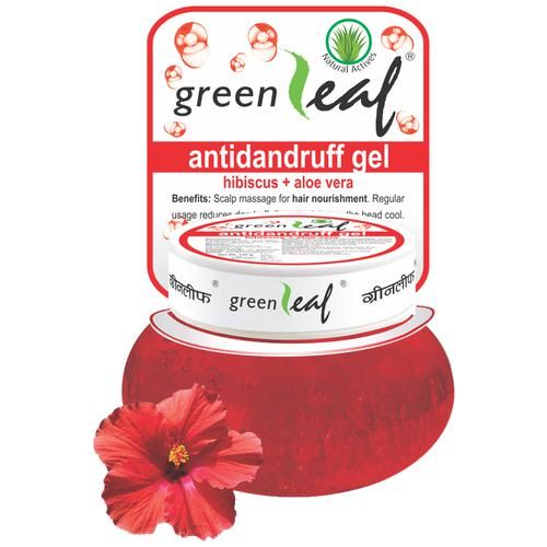 Green Leaf Anti-Dandruff Gel - Hibiscus & Aloe Vera, Nourishes Hair & Scalp, 120 g  