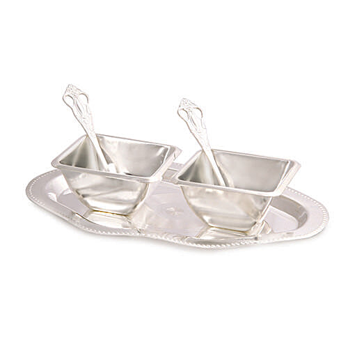 Buy Ojas German Tray 2 Sq. Deep Bowl 2 Spoon Tb 27 Online at Best