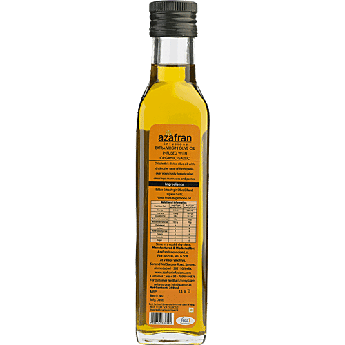 Azafran Extra Virgin Olive Oil - Infused With Organic Garlic, 250 ml  