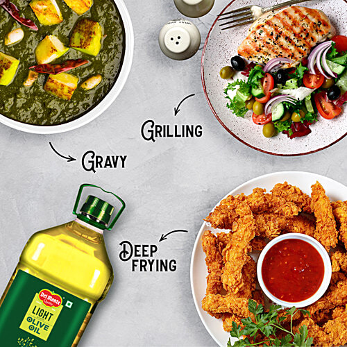 Del Monte Extra Light Olive Oil, 5 L Bottle Versatile Cooking Oil
 Zero Transfat & Cholesterol