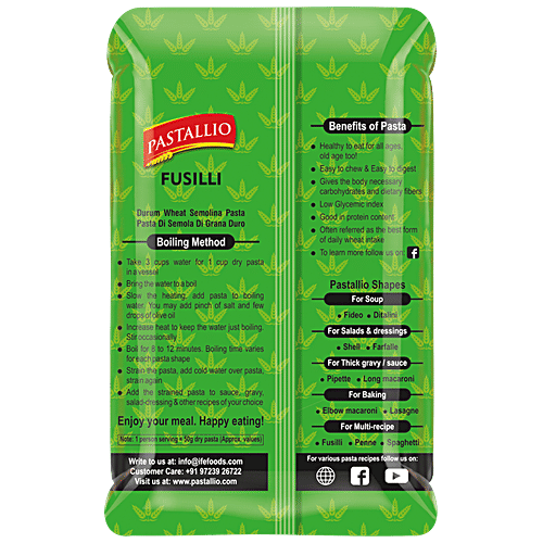 Pastallio Durum Wheat Pasta - Fusilli, 500 g  0% Cholesterol & 0% Trans Fat