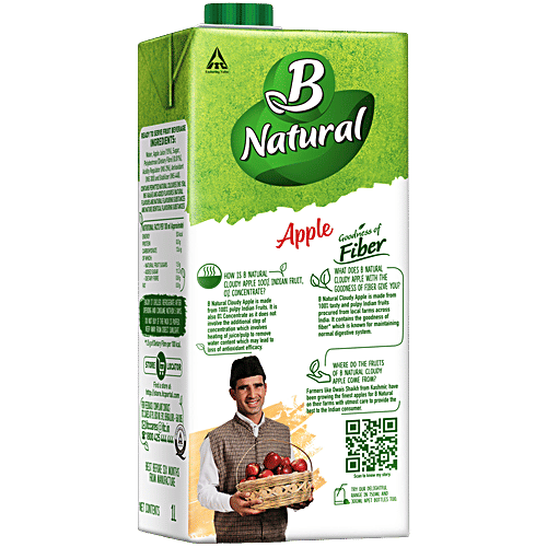 B Natural Apple Fruit Beverage, 1 L  Zero Fat