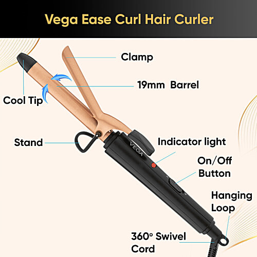 Vega Ease Curl Hair Curling Iron - VHCH-01, Colour May Vary, 1 pc  