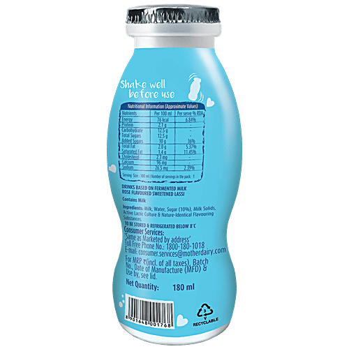 Mother Dairy Lassi - Sweet, 180 ml Bottle 