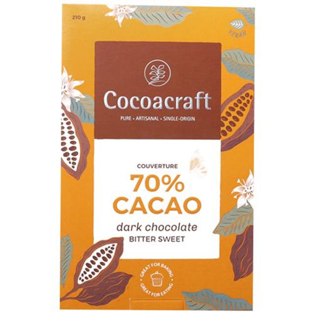 Cocoacraft Dark Chocolate - 70% Cacao Couverture, 210 g 