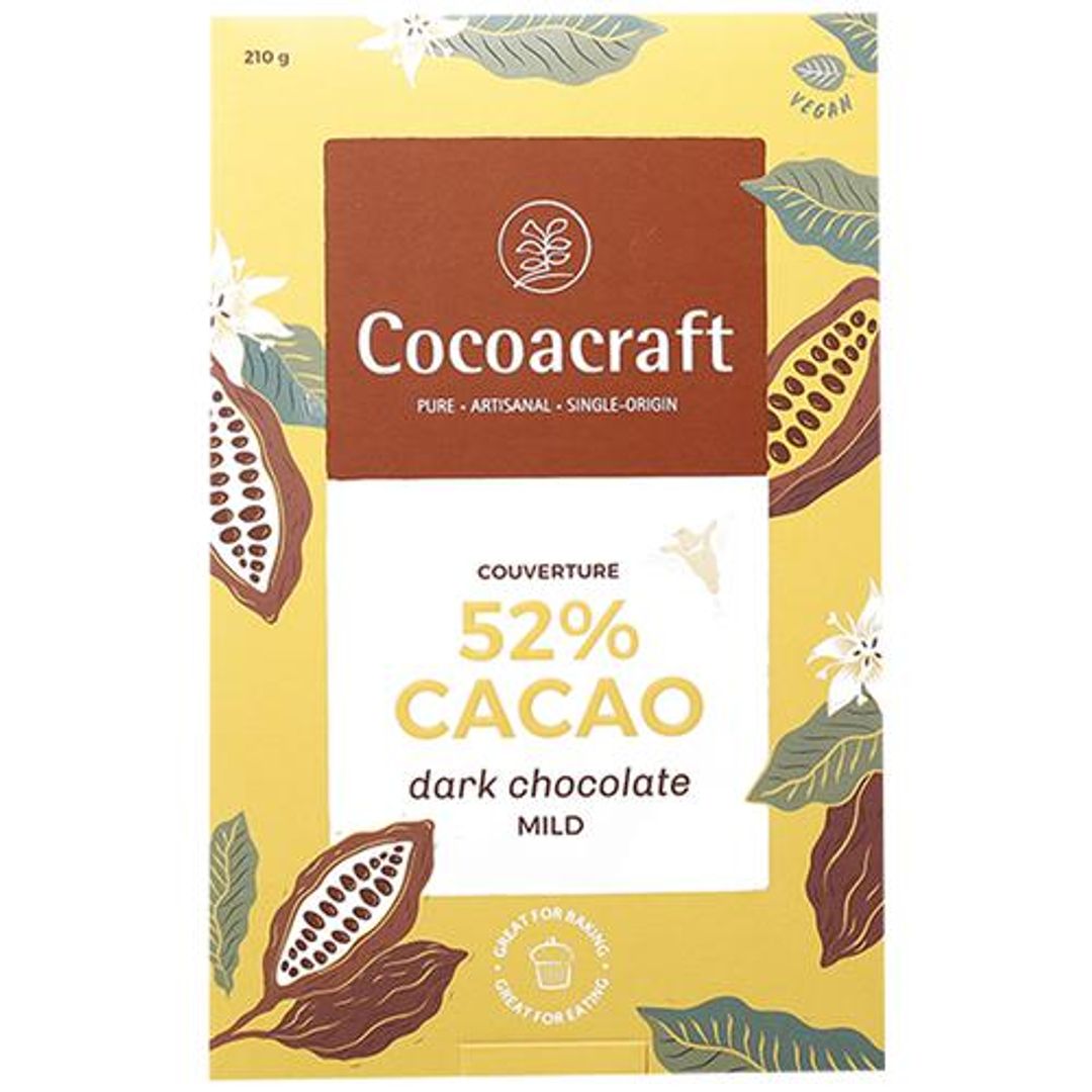 Cocoacraft Dark Chocolate - 52% Cacao Couverture, 210 g 