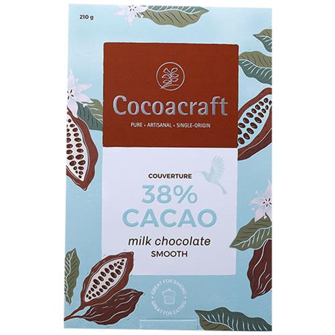 Cocoacraft Milk Chocolate - 38% Cacao Couverture, 210 g 