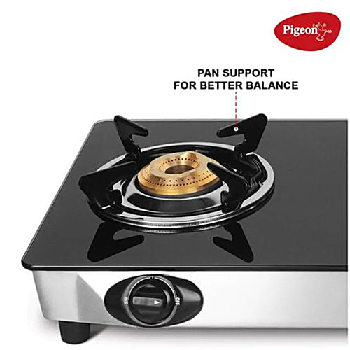 Pigeon by Stovekraft 3 Burner Gas Stove - Glass Top Manual Ignition, Ayush 14336, 1 pc  