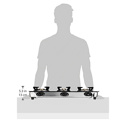 Buy Pigeon by Stovekraft 3 Burner Gas Stove Glass Top Manual Ignition