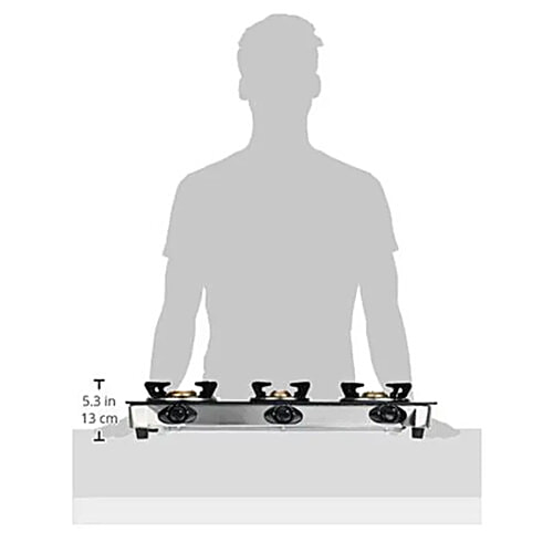 Pigeon by Stovekraft 3 Burner Gas Stove - Glass Top Manual Ignition, Ayush 14336, 1 pc  