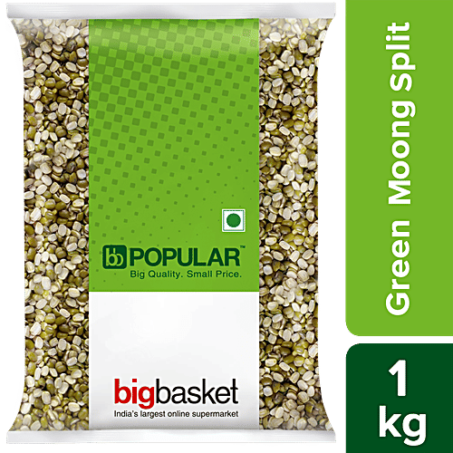 bb Popular Moong - Green, Split/Chilka, 1 kg Pouch 