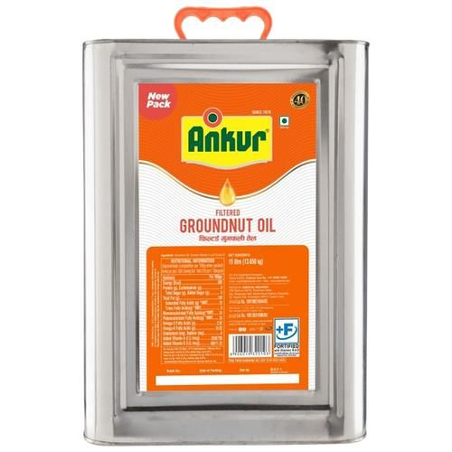 Ankur Ground Nut Oil, 15 L  100% Pure, Zero Cholesterol, Zero Trans Fatty Acids