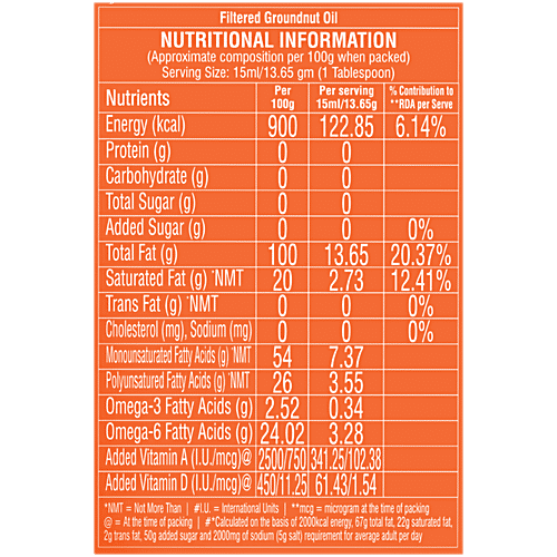 Ankur Filtered Groundnut Oil, 870 g Pouch Enriched with Vitamin A & D