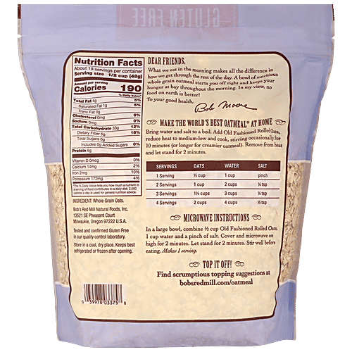 Bobs Red Mill Rolled Oats - Gluten Free, 907 g  Gluten Free