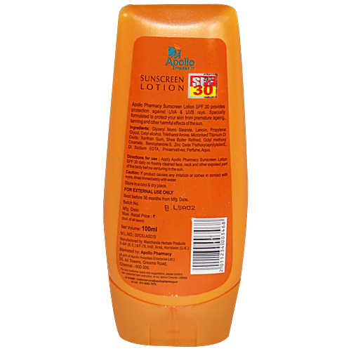 Apollo Pharmacy Sunscreen Lotion - SPF 30, APS0016, 100 ml  