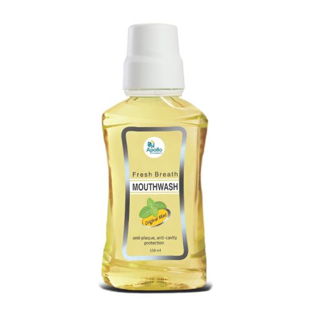 Buy Apollo Pharmacy Mouthwash Fresh Breath Original Mint Apm0007 150 Ml Online at the Best Price