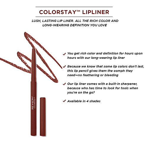 Revlon ColorStay Longwear Lip Liner With Built-In Sharpener, 0.25 g Chocolate Longwear Rich Colour With Smooth Application & Smudge Proof