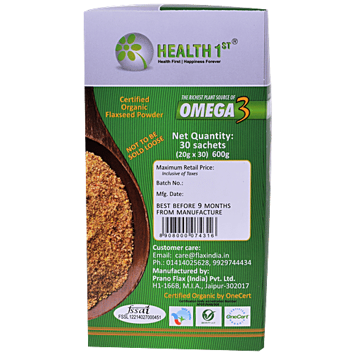 Buy Health 1St Cold Milled Organic Flaxseed Powder 600 Gm Online At