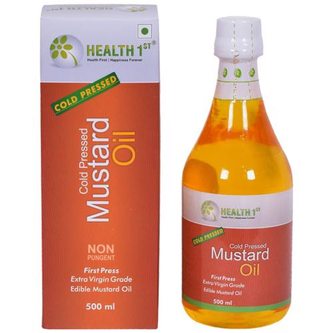 Health 1st Mustard Oil - Cold Pressed, 500 ml Bottle