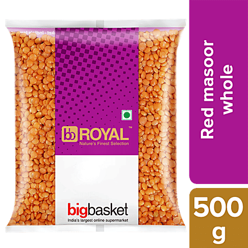 bb Royal Red Masoor Dal/Mysore Bele - Whole, 500 g Pouch 