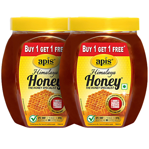 Apis Himalaya Honey, 1 kg Buy 1 Get 1 Free Zero Total Fat