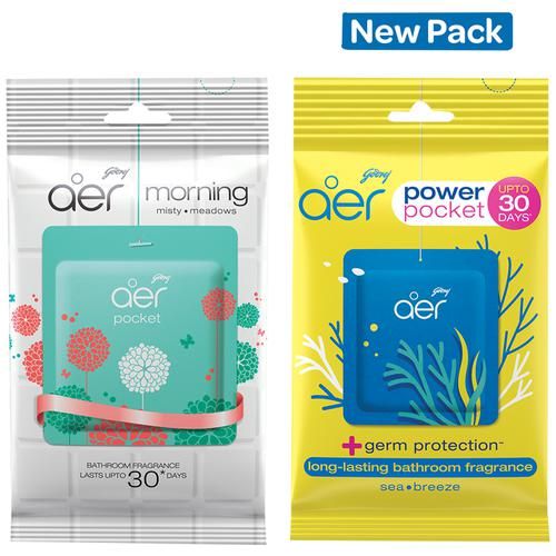 10 Packets Godrej Aer Pocket Bathroom Fragrance packets-Different Flavours 