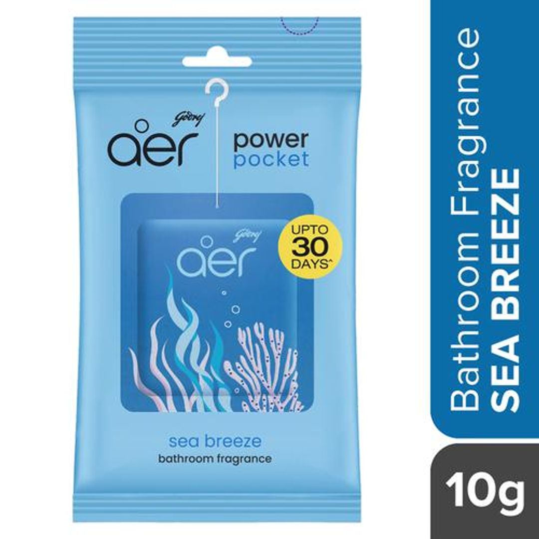 Godrej Aer Power Pocket - Long Lasting Bathroom Fragrance, Sea Breeze, 10 g 