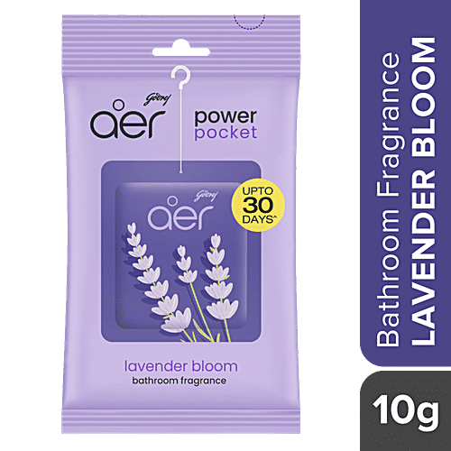 Godrej Aer Power Pocket Lavender Bloom Bathroom Fragrances, 10 g Upto 30 Days, Easy to Use