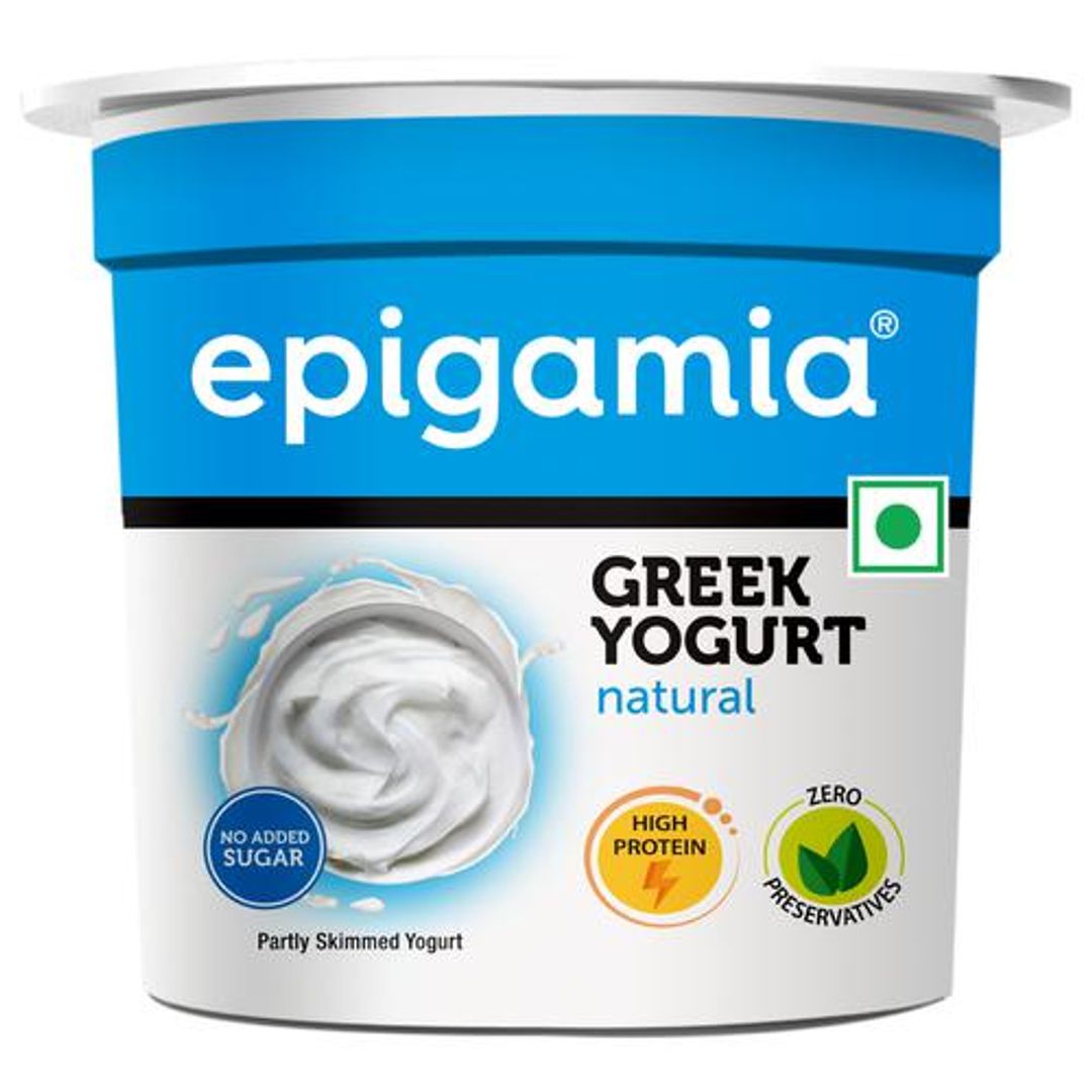 Epigamia  Greek Yogurt - Natural, No Added Sugar, High In Protein, 85 g Cup