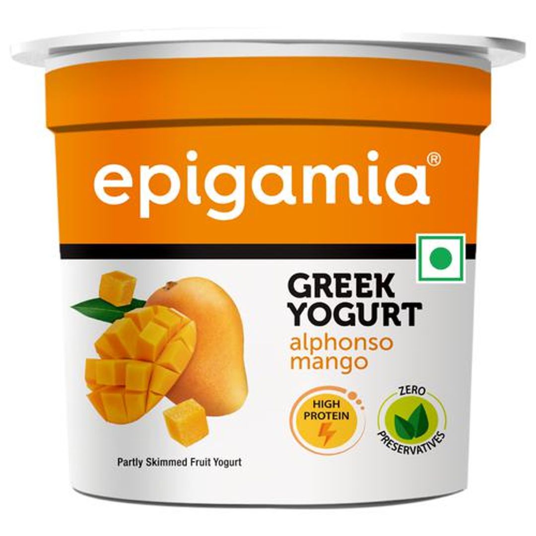 Epigamia  Greek Yogurt - Alphonso Mango, High In Protein, No Preservatives, 85 g Cup