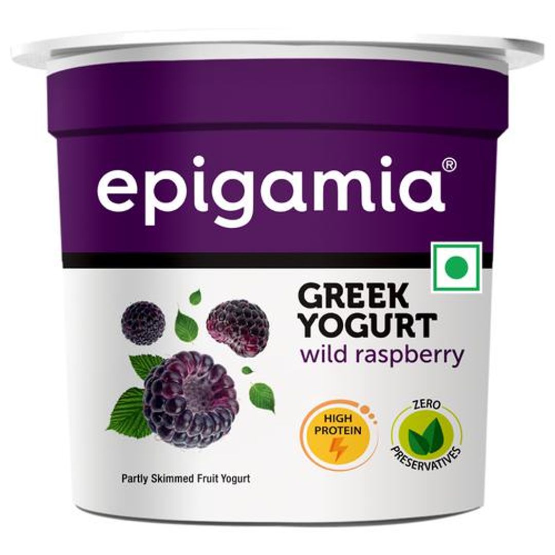 Epigamia  Greek Yogurt - Wild Raspberry, High In Protein, No Preservatives, 85 g Cup
