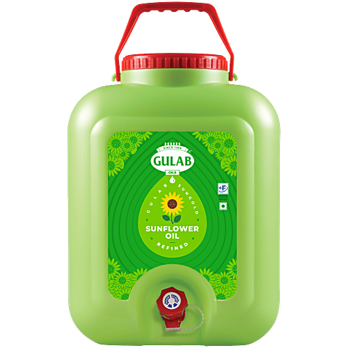 Gulab Oils Sungold Refined Sunflower Oil - Fortified with Vitamin A & D, 13 kg Jar Free from Argemone Oil