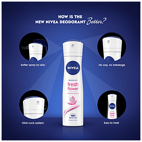Nivea Fresh Flower Women Deodorant - Long Lasting Freshness & 48h Protection, 150 ml  