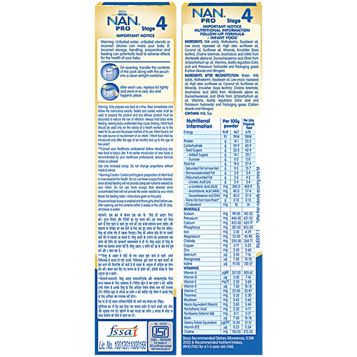 Nestle Nan Pro Stage 4 Follow-Up Formula For 18-24 Months, 400 g  DHA, ARA, Calcium, Zinc & Iron, Vitamins A,C&D