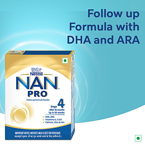 Nestle Nan Pro Stage 4 Follow-Up Formula For 18-24 Months, 400 g  DHA, ARA, Calcium, Zinc & Iron, Vitamins A,C&D