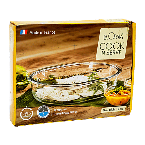 LaOpala Borosilicate Tempered Glass Cook N Serve Oval Dish, 1 pc  
