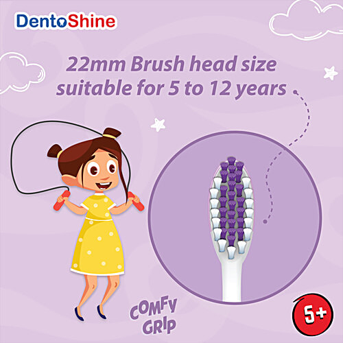Dentoshine   Comfy Grip Toothbrush For Kids - Blue, Ages 5+, 1 pc  