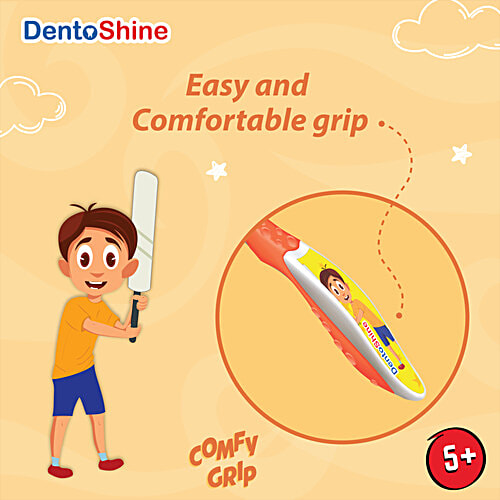 Dentoshine   Comfy Grip Toothbrush For Kids  - Orange, Ages 5+, 1 pc  