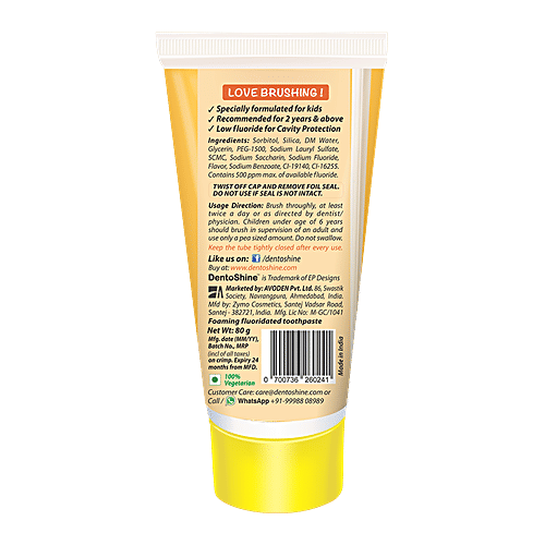 Dentoshine   Gel Toothpaste For Kids - Mango Flavor, 80 g  
