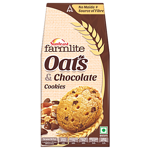 Sunfeast Farmlite Biscuit - Cookies - Oats & Chocolate, 150 g  No Maida, No Trans Fat & Cholesterol