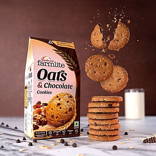 Sunfeast Farmlite Biscuit - Cookies - Oats & Chocolate, 150 g  No Maida, No Trans Fat & Cholesterol