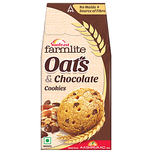 Sunfeast Farmlite Biscuit - Cookies - Oats & Chocolate, 150 g  No Maida, No Trans Fat & Cholesterol