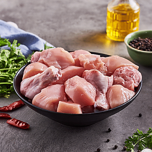 Fresho Chicken - Curry Cut Without Skin, Antibiotic Residue-Free, 1 kg  