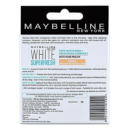 Maybelline New York White Super Fresh Compact, 8 g Shell 