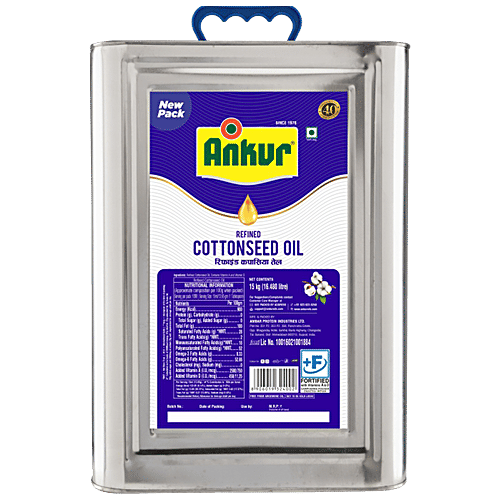 Ankur Cotton Seed Oil, 15 kg Tin Zero Cholesterol