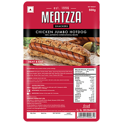 Meatzza Chicken Jumbo Hot Dog, 500 g